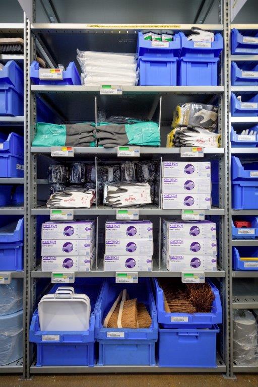 rack with inventory for chemical